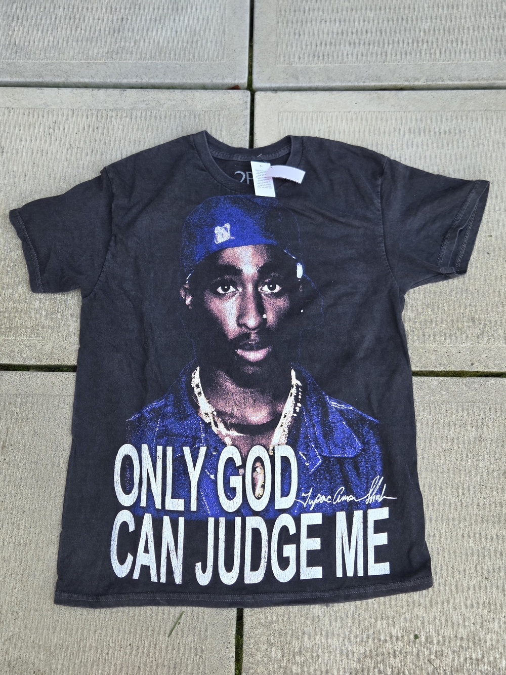Black 'Only God Can Judge Me' Graphic Tee Featuring Portrait